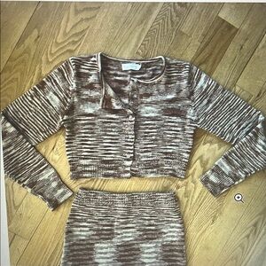 Beige Botany Brown and Cream Knit Two-Piece Set size M